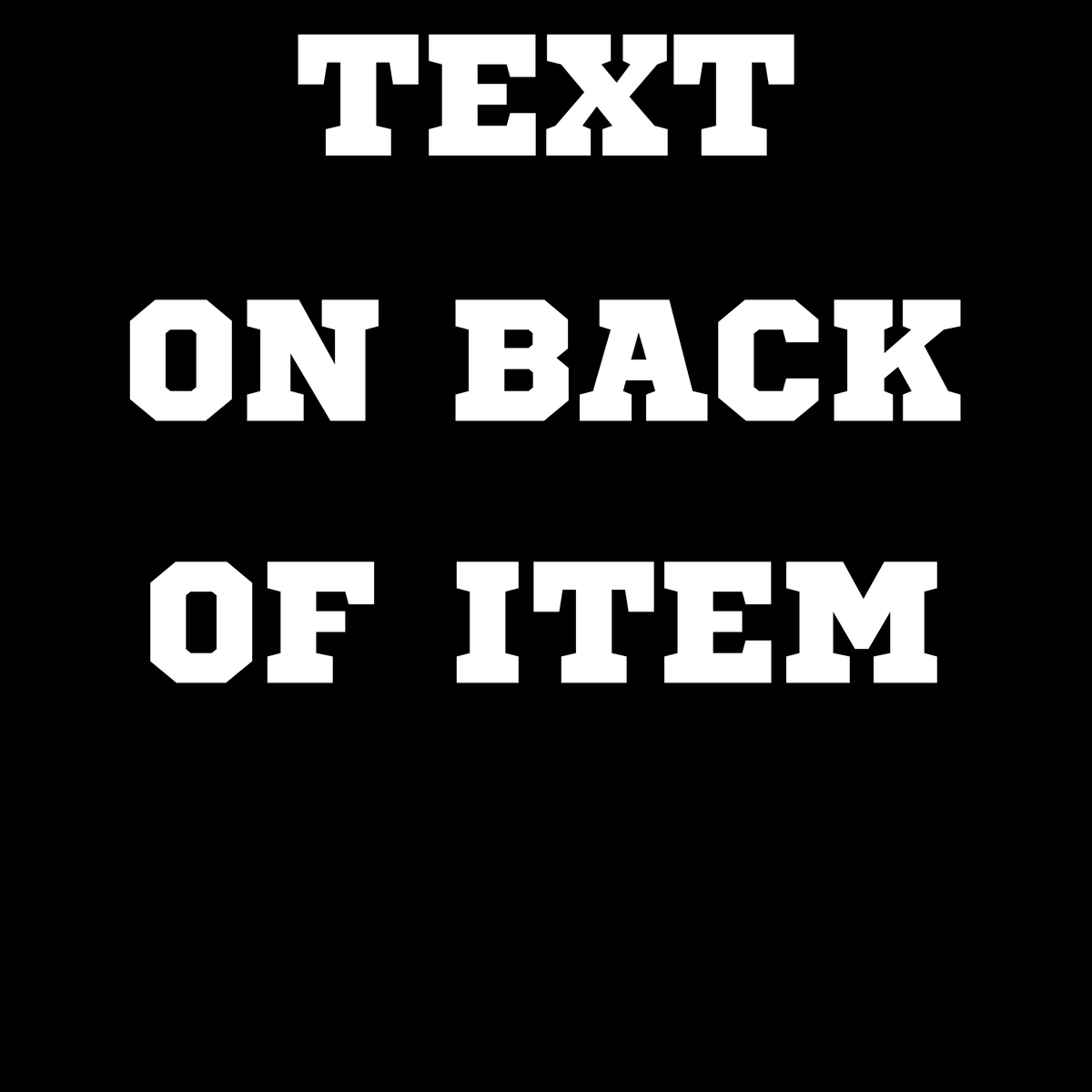 Text on back of one item
