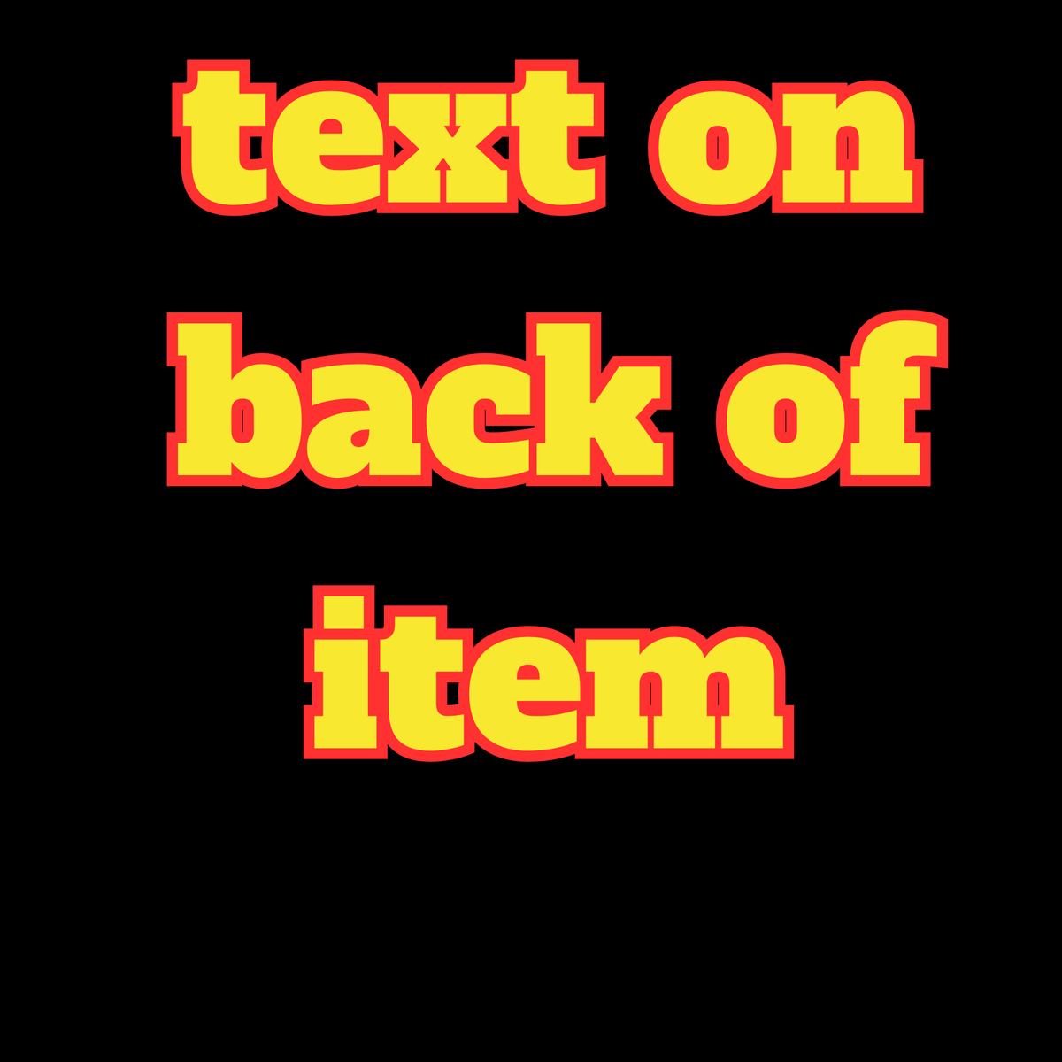 Text on back of one item